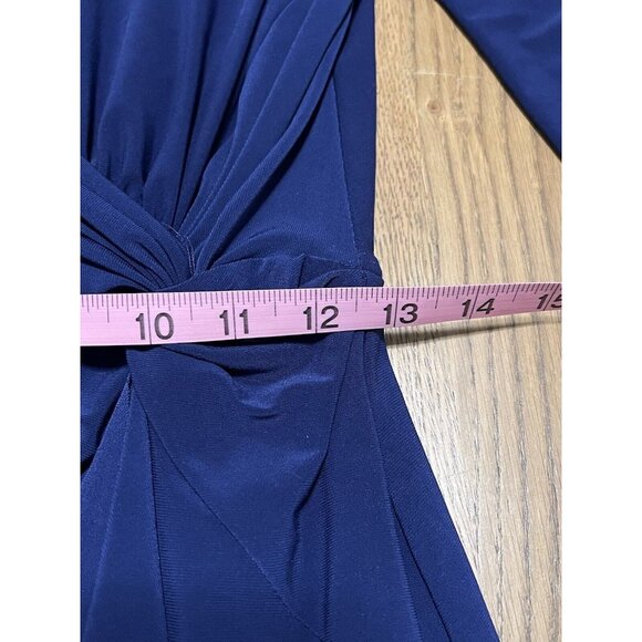 Lauren Ralph Lauren Long Sleeve Faux Wrap Round Neck Ruched Dress Size 6 Formal‎ - Picture 7 of 13